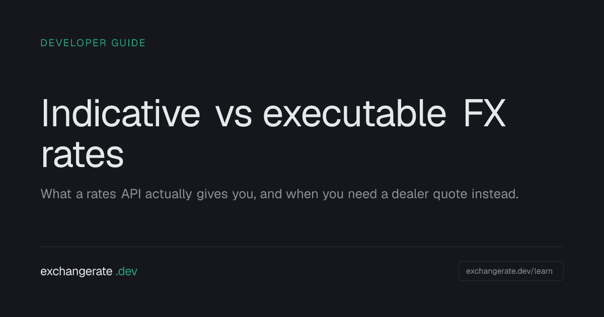 Indicative vs executable FX rates: what a rates API actually gives you